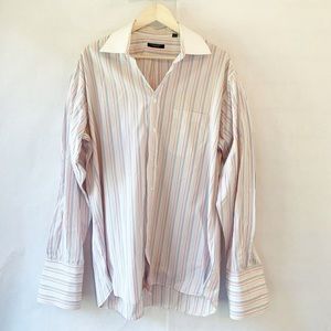 Burberry London Shirt White Multi Stripe 17 1/2 L